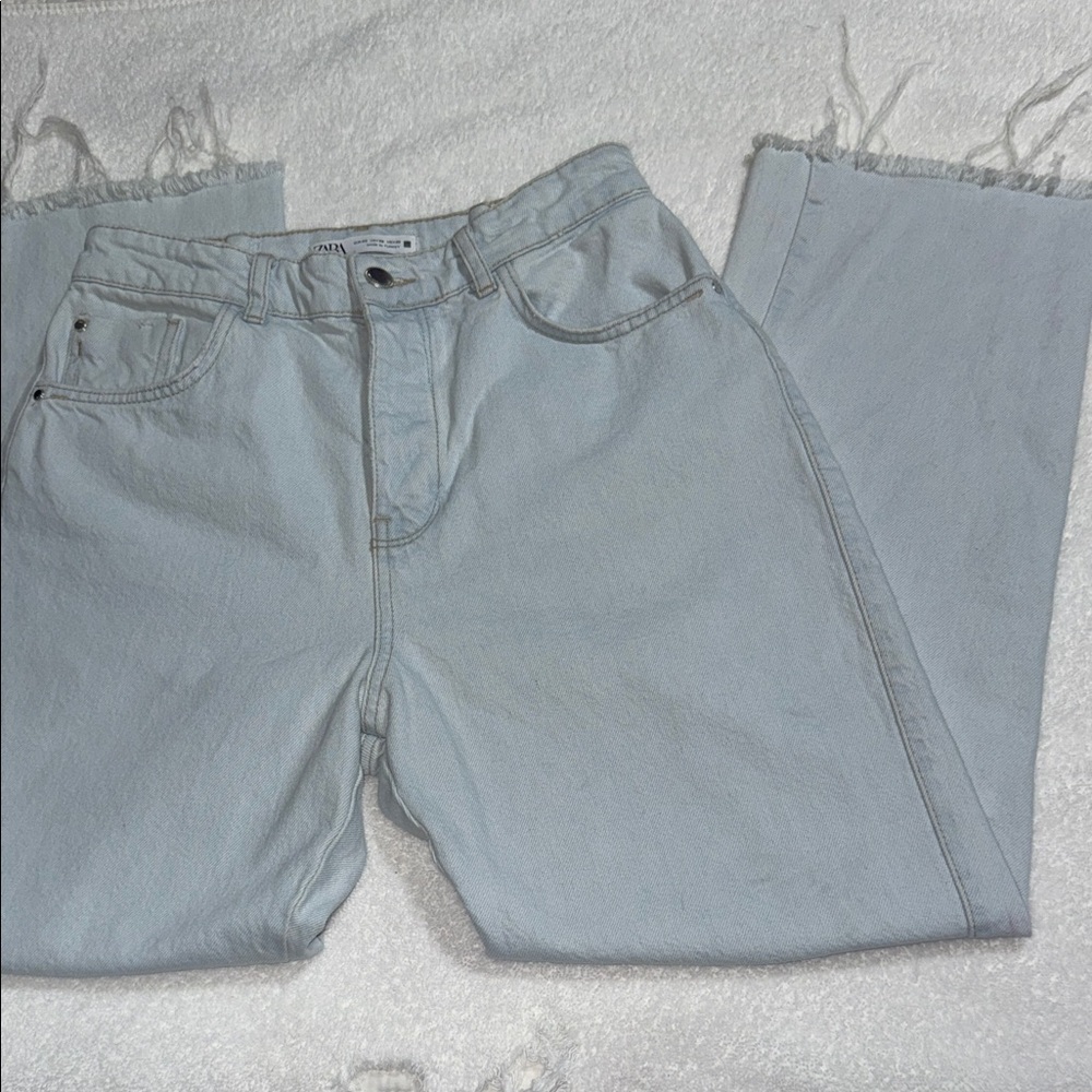 Zara women Soft Blue Straight Jeans